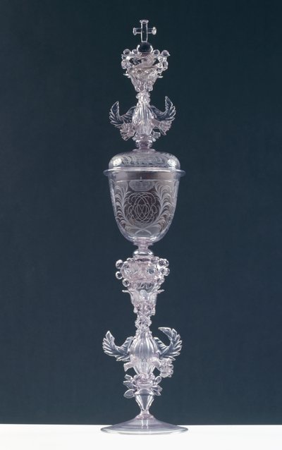 Goblet with lid, engraved with the monogram of Frederick III, Elector Palatine 1688-1701 by Giovanni Pallada